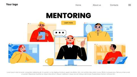 Mentoring landing page, business coach online Stock Illustration