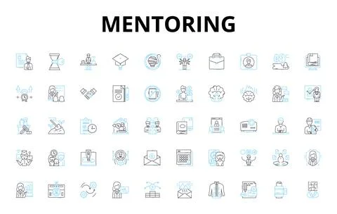 Mentoring linear icons set. Learning, Guidance, Coaching, Support, Advise イラスト素材
