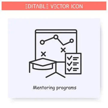 Mentoring program line icon. Editable illustration Illustrazione stock