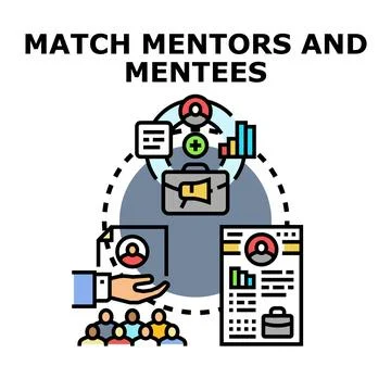 Mentoring program matching professionals with new talent Ilustração Stock