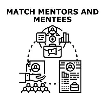 Mentoring program matching professionals with new talent Illustrazione stock