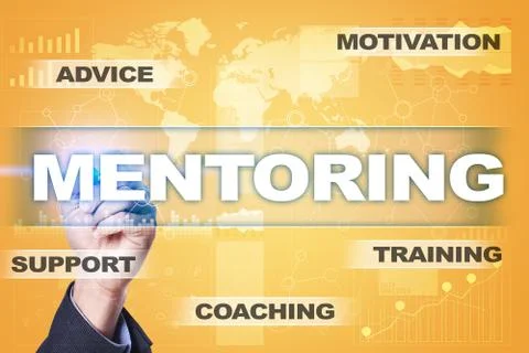 Mentoring on the virtual screen. Education concept. E-Learning. Success. 库存照片
