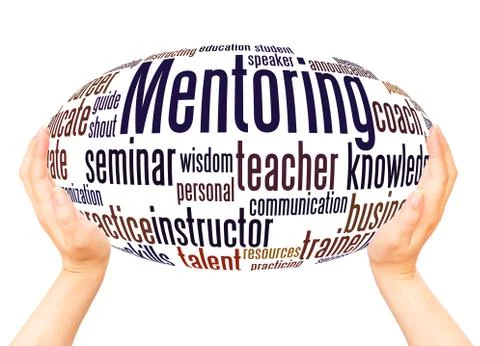 Mentoring word cloud hand sphere concept Stock Photos