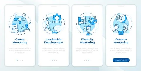 Mentoring in workplace blue onboarding mobile app screen Stock Illustration