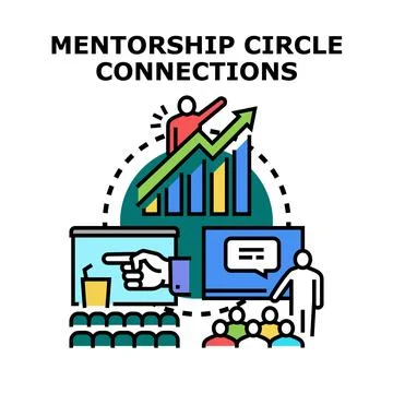 Mentorship circle connections concept developing business success Stock Illustration