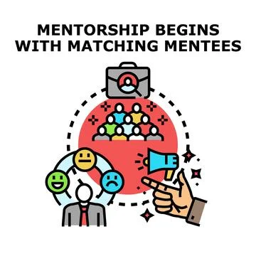 Mentorship program connecting mentees achieving personal growth Stock Illustration