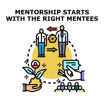 Mentorship program connecting mentor and mentee for growth Stock Illustration