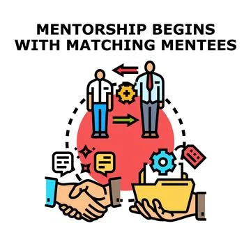 Mentorship program connecting people for knowledge exchange Stock Illustration