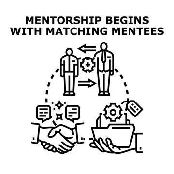 Mentorship program connecting people for knowledge exchange Stock Illustration