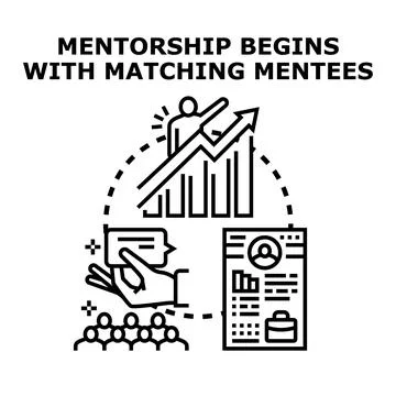 Mentorship program matching mentees to foster growth Illustrazione stock