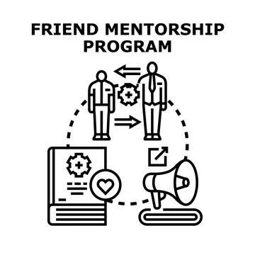 Mentorship program providing guidance, sharing knowledge Stock Illustration