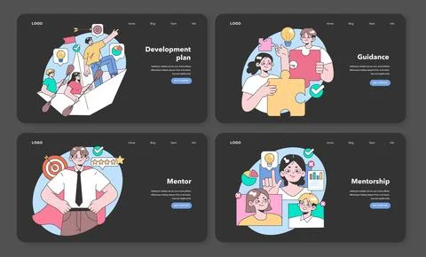 Mentorship set. Flat vector illustration. Stock Illustration