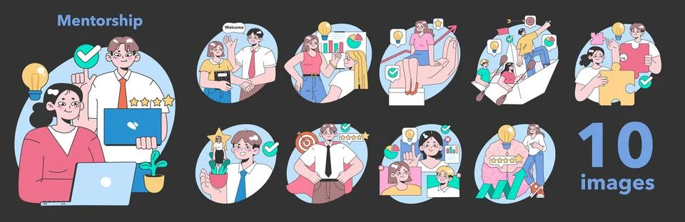 Mentorship set. Flat vector illustration. Illustrazione stock