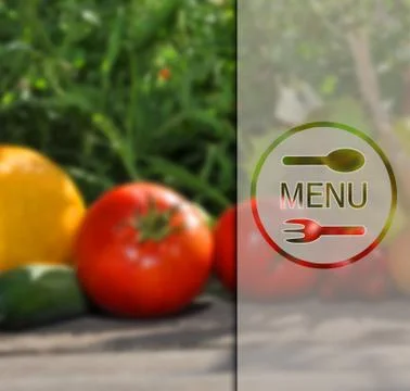 Menu on the background of vegetables. Stock Illustration