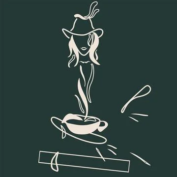 Menu for a bar with a cup of coffee and a girl Stock Illustration