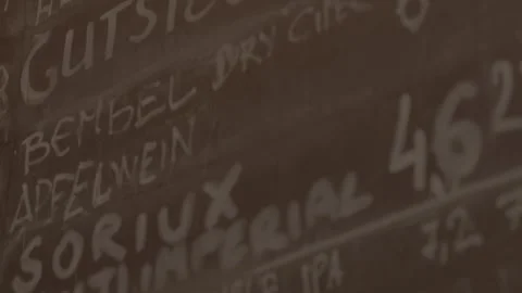 The menu in the bar is written on the blackboard with chalk. Video stock 240507301