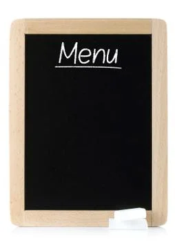Menu blackboard with white chalks. Stock Photos