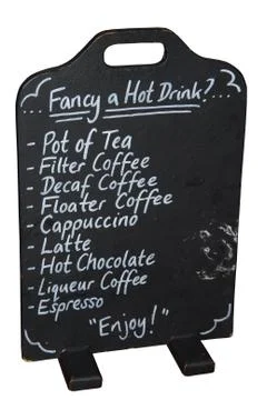 Menu board with hot drinks Stock Photos
