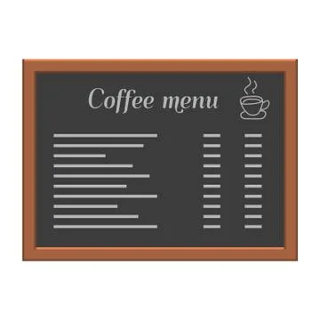 Menu board at a restaurant or cafe. Wooden frame. Flat style vector illustration Stock Illustration