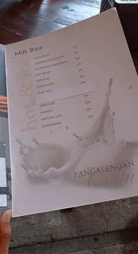 A menu book at a cafe called "Teras Malabar" in the Pangalengan Stock Photos