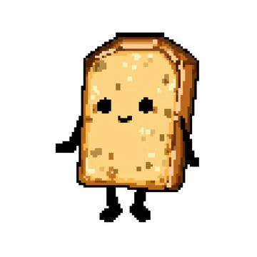 Menu bread character pixel art vector illustration Stock Illustration