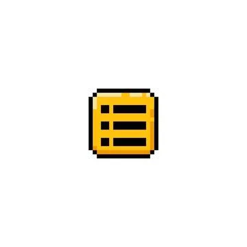 Menu button pixel art vector icon, retro navigation user interface yellow square Stock Illustration