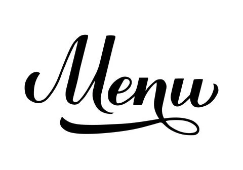 Menu calligraphy hand lettering isolated on white. Decoration for cafe, bar.. Stock Illustration