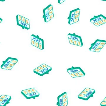 Menu canteen isometric icon seamless pattern Illustrazione stock