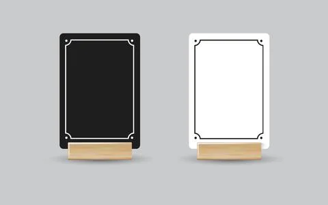 Menu Card table holder stand mockup. Paper flyer mock up template. Event Stock Illustration