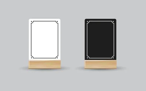 Menu Card table holder stand mockup. Paper flyer mock up template. Event Stock Illustration