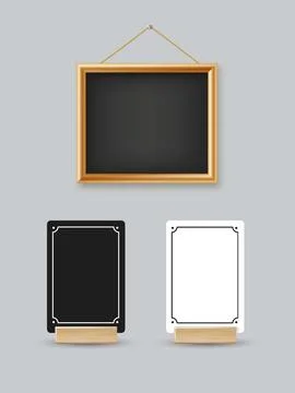 Menu Card table holder stand mockup. Paper flyer mock up template. Event Stock Illustration
