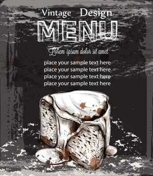 Menu card template cheesecake Vector. Fresh sweets design line arts Stock Illustration