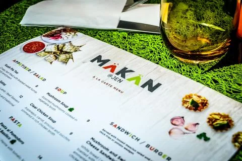 Menu of chic, casual restaurant Foto stock