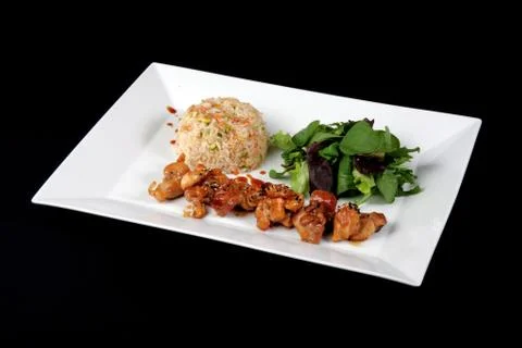 Menu of chicken with rice Foto stock