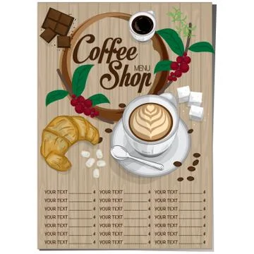 Menu coffee shop cafe restaurant template design hand drawing graphic Stock Illustration