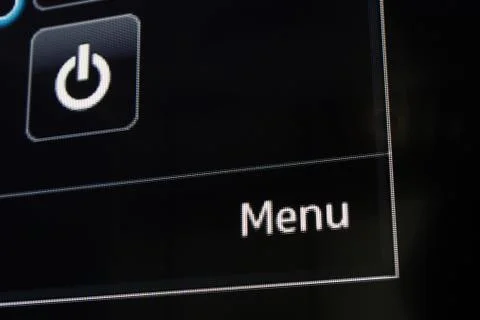 Menu on computer screen with black ground Stock Photos