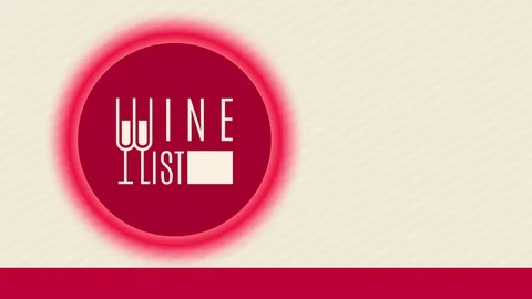 Menu cover for wine list written with long stylish typography combining glasses Stock Footage 129540569