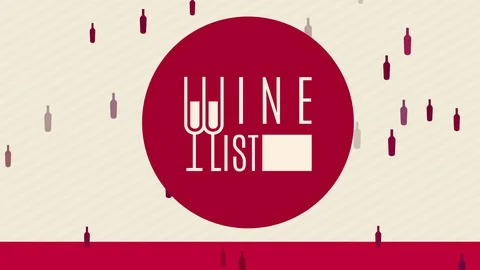 Menu covering for wine list written with long formal offset connecting glasses Stock Footage 129540641