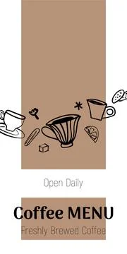 Menu covers for cafe and restaurant.  Coffee menu vertical banner. Stock Illustration