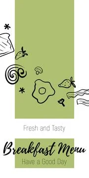 Menu covers for cafe and restaurant.  Breakfast menu vertical banner Stock Illustration