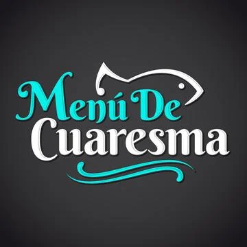Menu de Cuaresma, Lenten Menu Spanish text, Lent Sea Food vector emblem Stock Illustration
