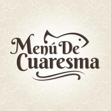 Menu de Cuaresma, Lenten Menu Spanish text, Lent Sea Food vector emblem Stock Illustration