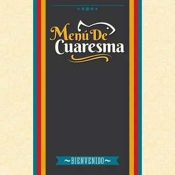 Menu de Cuaresma, Lenten Menu Spanish text. Stock Illustration