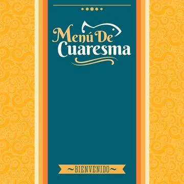 Menu de Cuaresma, Lenten Menu Spanish text. Stock Illustration