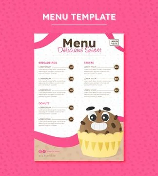 Menu Delicious Sweet Template Folder A4 Stock Illustration
