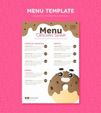 Menu Delicious Sweet Template Folder A4 Stock Illustration