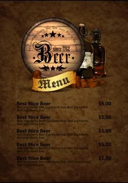 Menu design with beer Stock Illustration