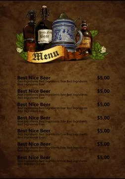 Menu design with beer Stock Illustration