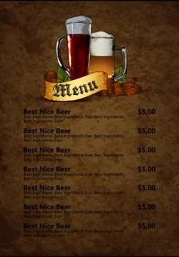 Menu design with beer Stock Illustration