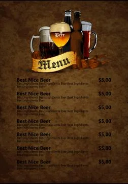Menu design with beer Stock Illustration